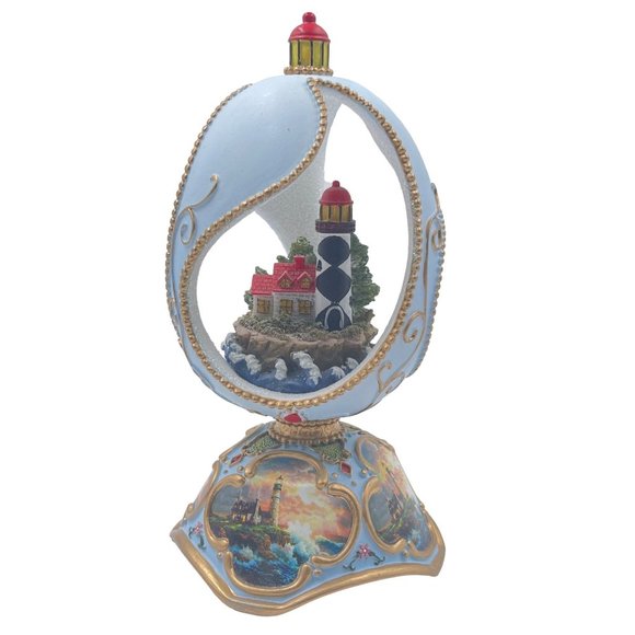 Thomas Kinkaide Lighthouse Carved Egg Figurine Music Box - Picture 1 of 13